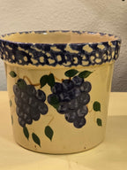 Vintage Alpine Pottery Planter – Hand-Painted Grapes Design (1999, Roseville Ohio)