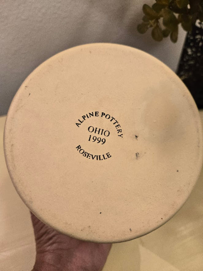 Vintage Alpine Pottery Planter – Hand-Painted Grapes Design (1999, Roseville Ohio)