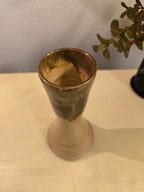 Handmade Studio Pottery Vase – Rustic Brown & Tan Bud Vase (Vintage Artisan Stoneware)