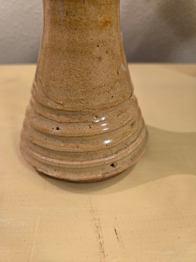 Handmade Studio Pottery Vase – Rustic Brown & Tan Bud Vase (Vintage Artisan Stoneware)