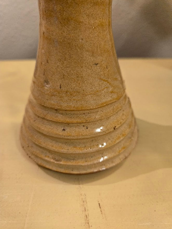 Handmade Studio Pottery Vase – Rustic Brown & Tan Bud Vase (Vintage Artisan Stoneware)