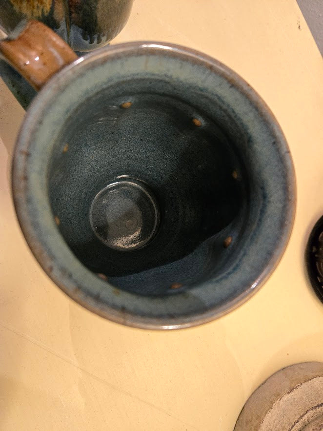 Set of 2 Handmade Pottery Mugs – Glenn Woods Signed (2007 & 2004) Studio Stoneware