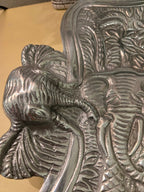 Vintage Embossed Elephant Metal Serving Tray – Large 20" Jungle Motif Platter