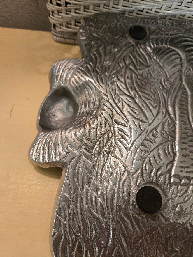 Vintage Embossed Elephant Metal Serving Tray – Large 20" Jungle Motif Platter