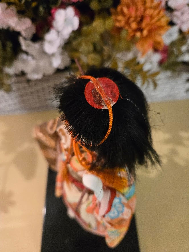 Vintage Japanese Ichimatsu Doll in Silk Kimono (10.5" Display Doll on Stand)