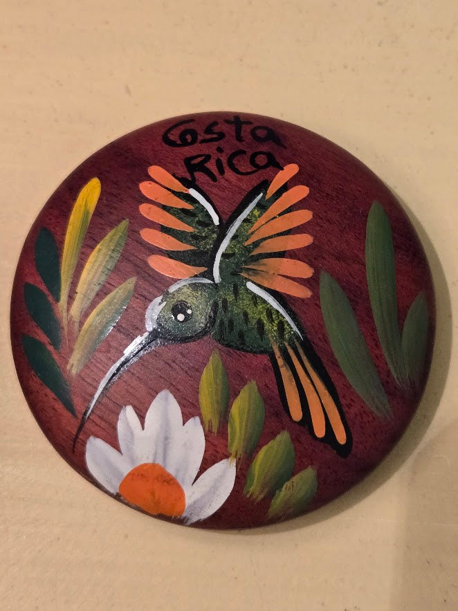 Hand-Painted Wooden Trinket Box – Hummingbird Design, Costa Rica