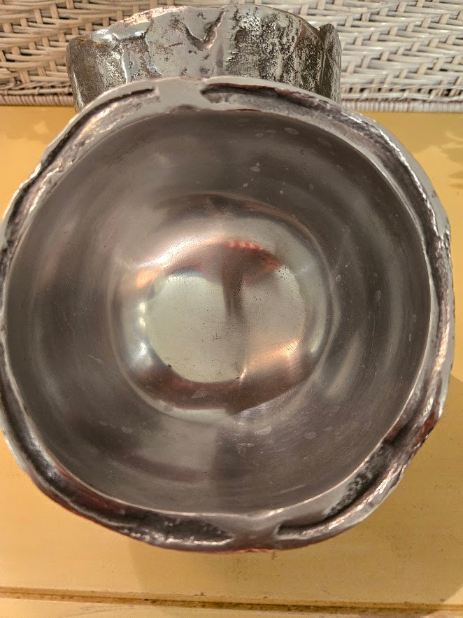 Handcrafted Aluminum Double Bowl Server – Rustic Silver Finish