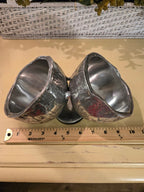 Handcrafted Aluminum Double Bowl Server – Rustic Silver Finish