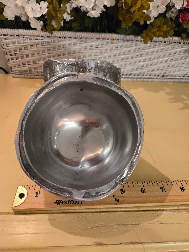 Handcrafted Aluminum Double Bowl Server – Rustic Silver Finish