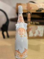 Hand-Decorated Ceramic Elephant Figurine – White with Orange Floral & Leaf Accents – One-of-a-Kind Home Decor