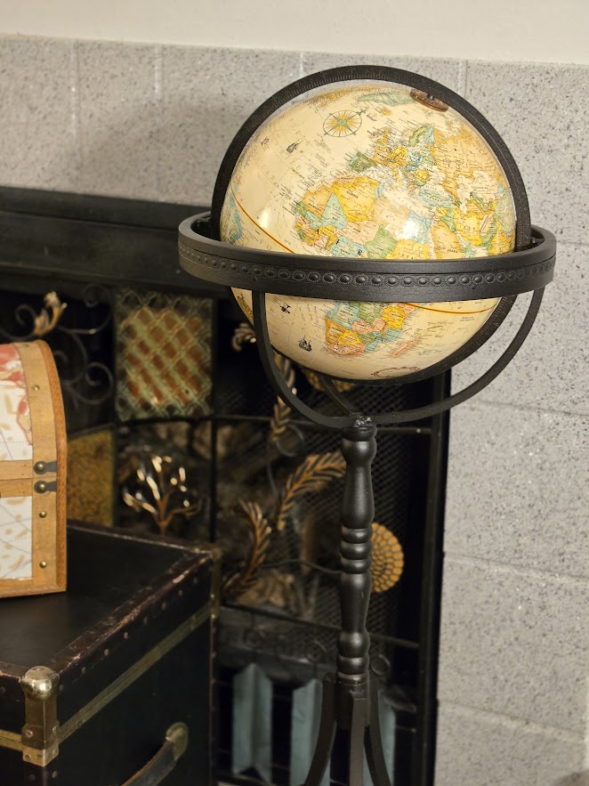 Replogle Standing Globe on Iron Tripod – Mint Condition Vintage-Style World Globe