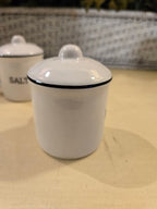 Farmhouse Salt & Pepper Shaker Set with Handles & Lids – Rustic Kitchen Tabletop Décor