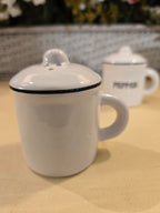 Farmhouse Salt & Pepper Shaker Set with Handles & Lids – Rustic Kitchen Tabletop Décor