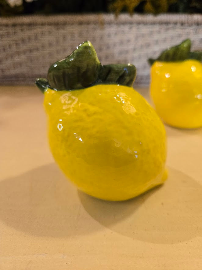 Ceramic Lemon Salt and Pepper Shakers – Bright Yellow Fruit Design, Kitchen Table Décor