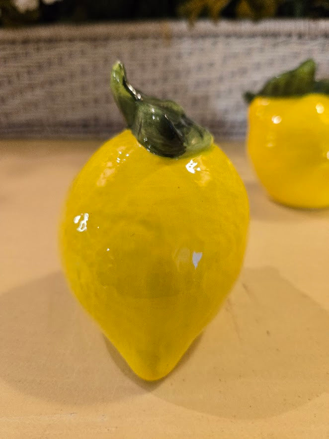 Ceramic Lemon Salt and Pepper Shakers – Bright Yellow Fruit Design, Kitchen Table Décor