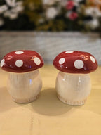Ceramic Mushroom Salt & Pepper Shaker Set – Red Cap Toadstool Kitchen Decor