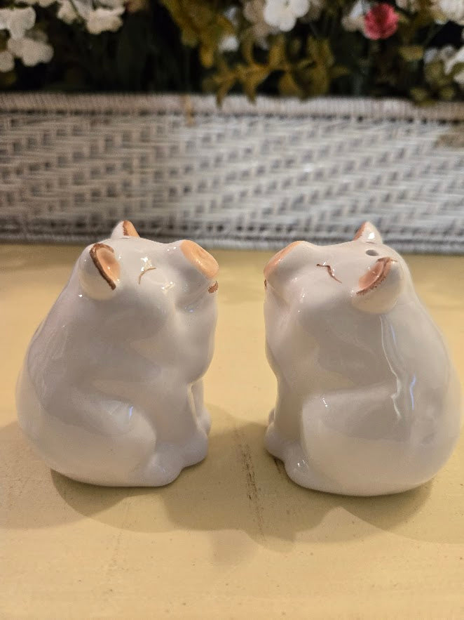Smiling Pig Salt & Pepper Shakers – Ceramic Farmhouse Kitchen Table Set