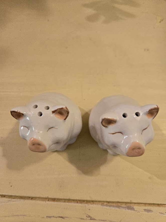 Smiling Pig Salt & Pepper Shakers – Ceramic Farmhouse Kitchen Table Set