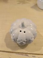 White Ceramic Pumpkin & Turkey Salt and Pepper Shaker Set – Fall Harvest / Thanksgiving Table Décor