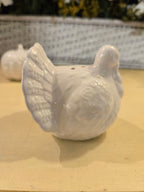 White Ceramic Pumpkin & Turkey Salt and Pepper Shaker Set – Fall Harvest / Thanksgiving Table Décor