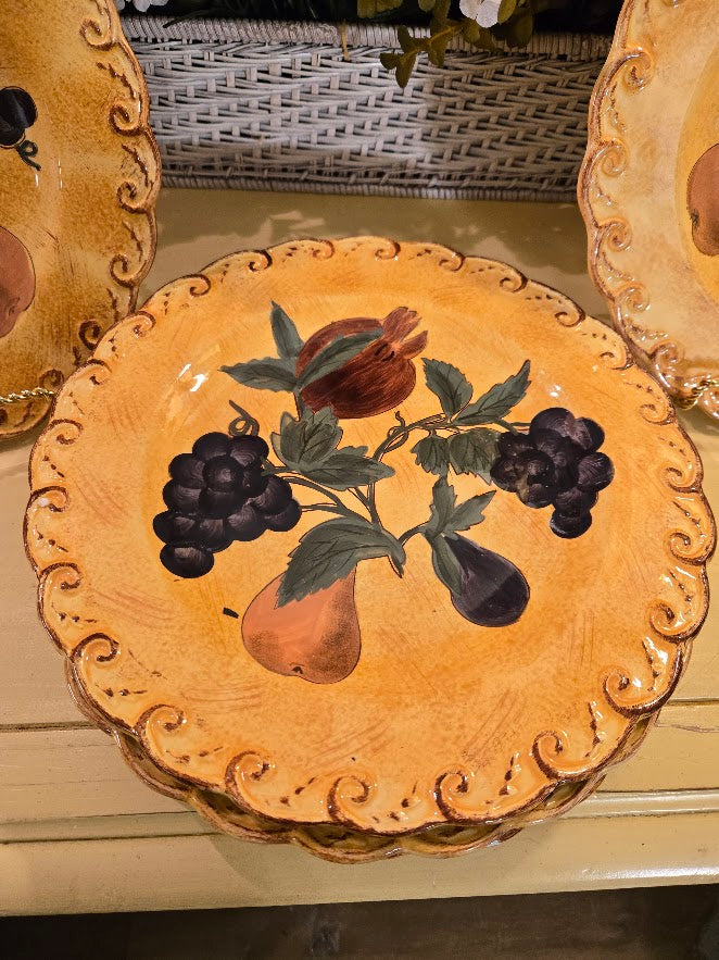 Raymond Waites Pompeii Dinner Plates – Set of 6, Certified International, Tuscan Fruit Design