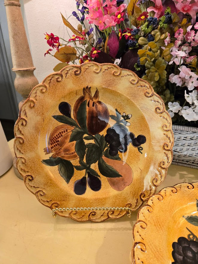 Raymond Waites Pompeii Dinner Plates – Set of 6, Certified International, Tuscan Fruit Design