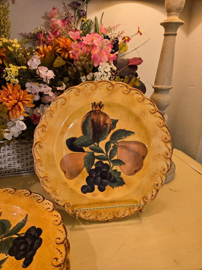 Raymond Waites Pompeii Dinner Plates – Set of 6, Certified International, Tuscan Fruit Design