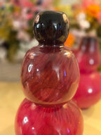 Vintage Ruby Red Blown Glass Double-Gourd Vases – Set of 2
