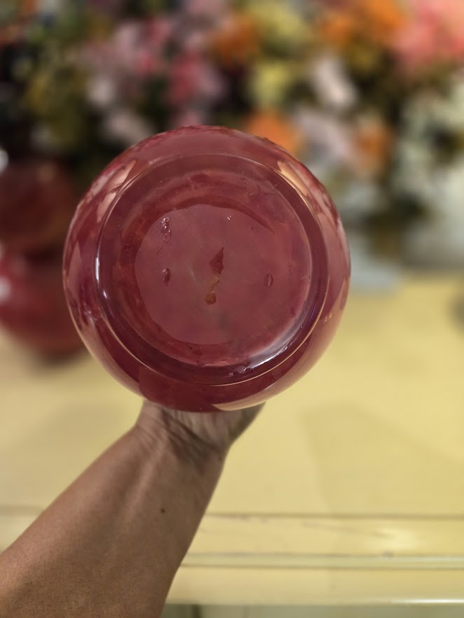 Vintage Ruby Red Blown Glass Double-Gourd Vases – Set of 2