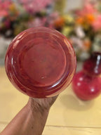 Vintage Ruby Red Blown Glass Double-Gourd Vases – Set of 2