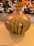 Vintage Studio Art Pottery Vase – Drip Glaze Brown & Gold Tones