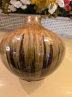 Vintage Studio Art Pottery Vase – Drip Glaze Brown & Gold Tones