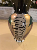 Vintage Hand-Painted Miniature Vase – Allison Daniel Designs – Eggplant & Polka Dot Pattern