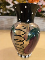 Vintage Hand-Painted Miniature Vase – Allison Daniel Designs – Eggplant & Polka Dot Pattern