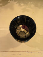 Vintage Hand-Painted Miniature Vase – Allison Daniel Designs – Eggplant & Polka Dot Pattern