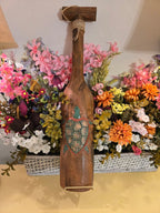 Hand-Carved Wooden Paddle with Sea Turtle Design – Rustic Coastal Wall Decor