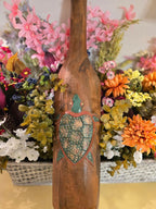 Hand-Carved Wooden Paddle with Sea Turtle Design – Rustic Coastal Wall Decor