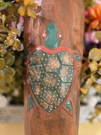 Hand-Carved Wooden Paddle with Sea Turtle Design – Rustic Coastal Wall Decor