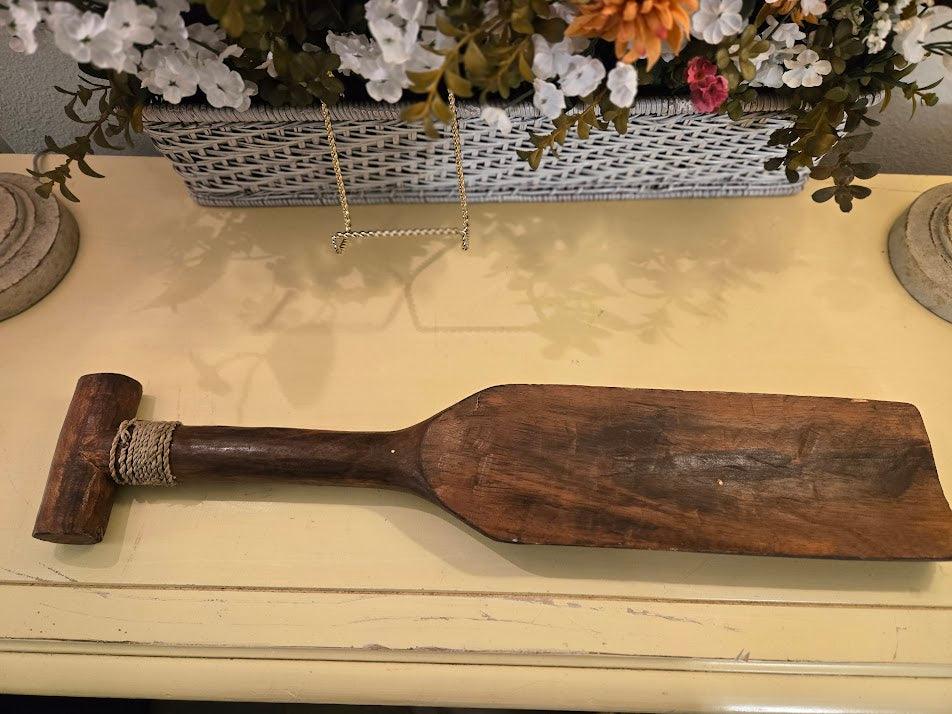 Hand-Carved Wooden Paddle with Sea Turtle Design – Rustic Coastal Wall Decor