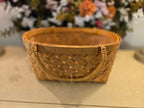 Rustic Woven Wooden Basket with Handles – Farmhouse Storage & Décor