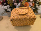Rustic Woven Wooden Basket with Handles – Farmhouse Storage & Décor