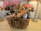 1960s Vintage French Provincial Rattan Wicker Picnic Basket with Hinged Lid