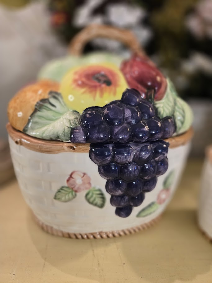 Vintage Hand-Painted Fruit Ceramic Tea Set – 11 Pieces