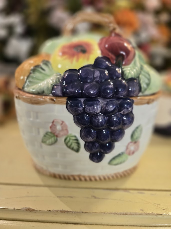 Vintage Hand-Painted Fruit Ceramic Tea Set – 11 Pieces