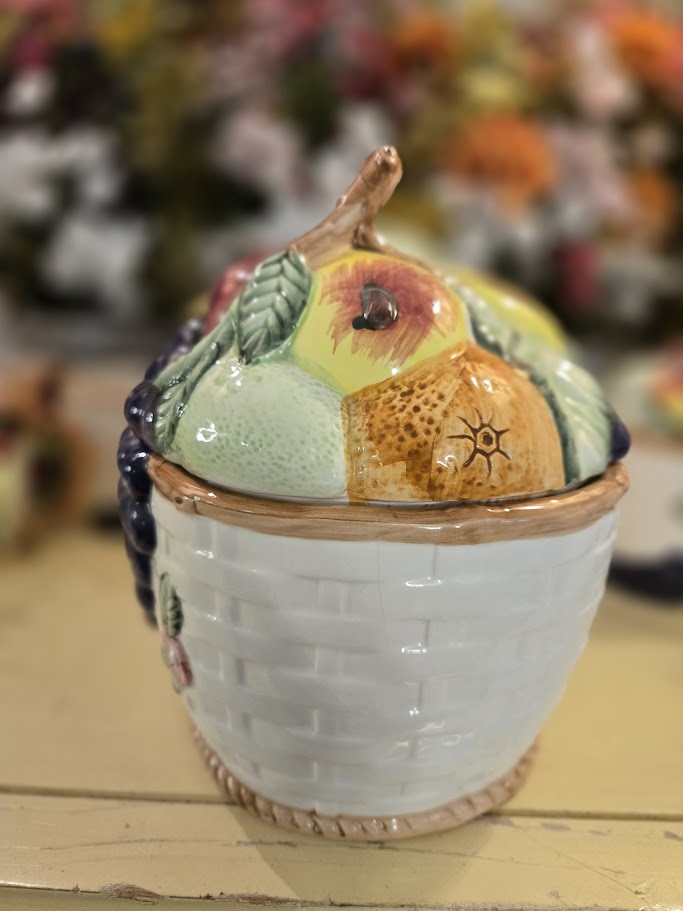 Vintage Hand-Painted Fruit Ceramic Tea Set – 11 Pieces