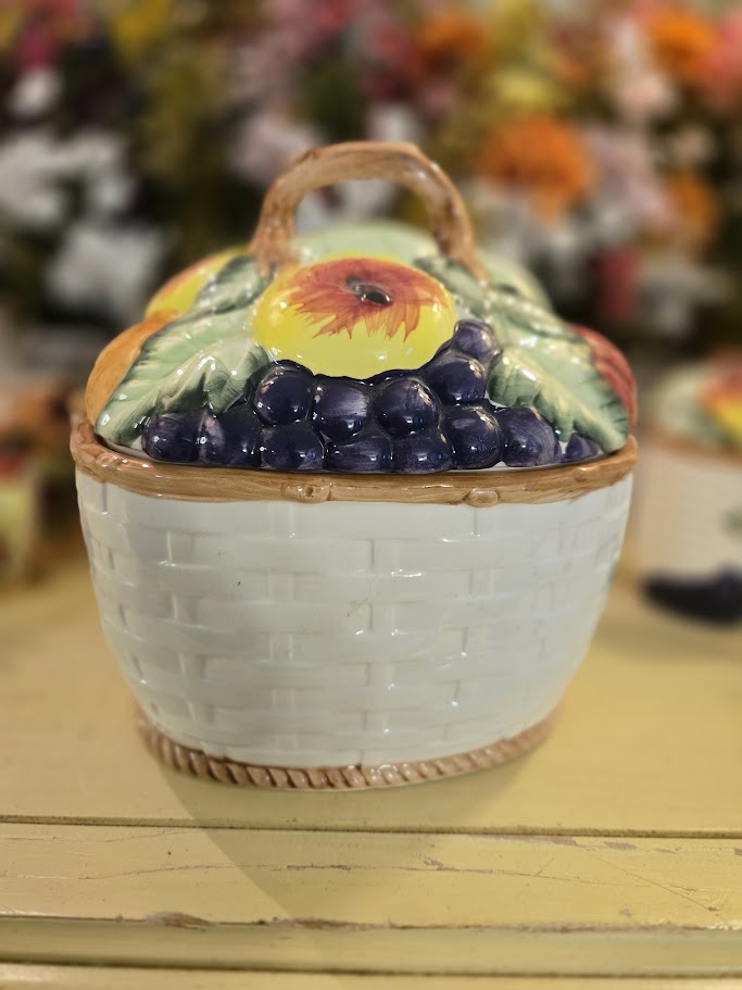 Vintage Hand-Painted Fruit Ceramic Tea Set – 11 Pieces