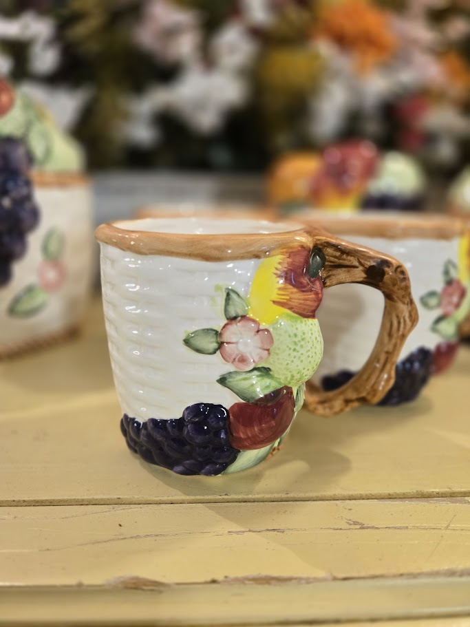 Vintage Hand-Painted Fruit Ceramic Tea Set – 11 Pieces