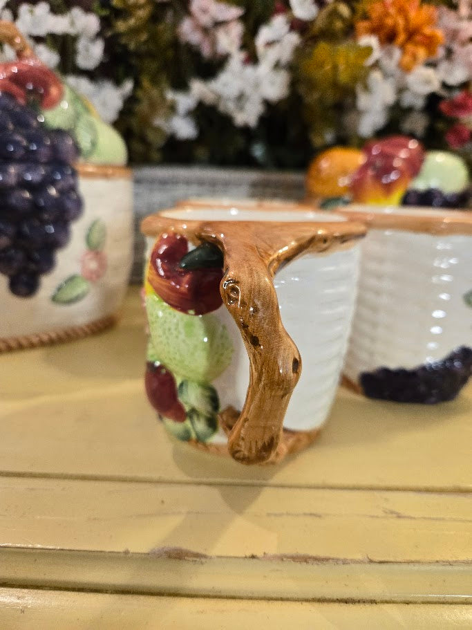 Vintage Hand-Painted Fruit Ceramic Tea Set – 11 Pieces
