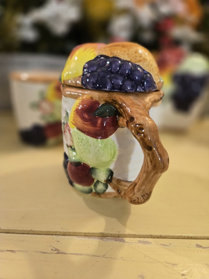 Vintage Hand-Painted Fruit Ceramic Tea Set – 11 Pieces