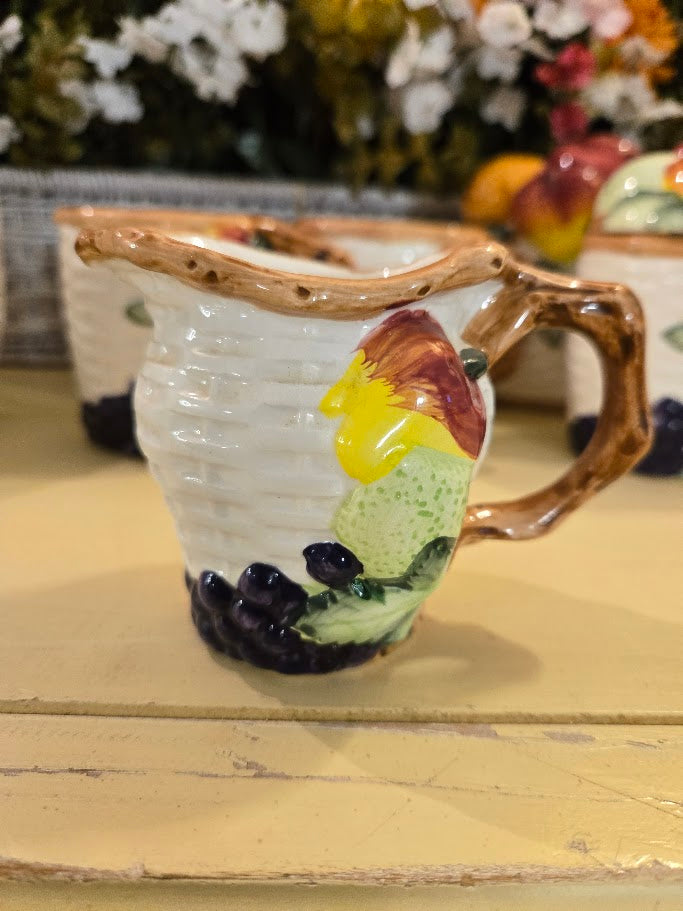 Vintage Hand-Painted Fruit Ceramic Tea Set – 11 Pieces